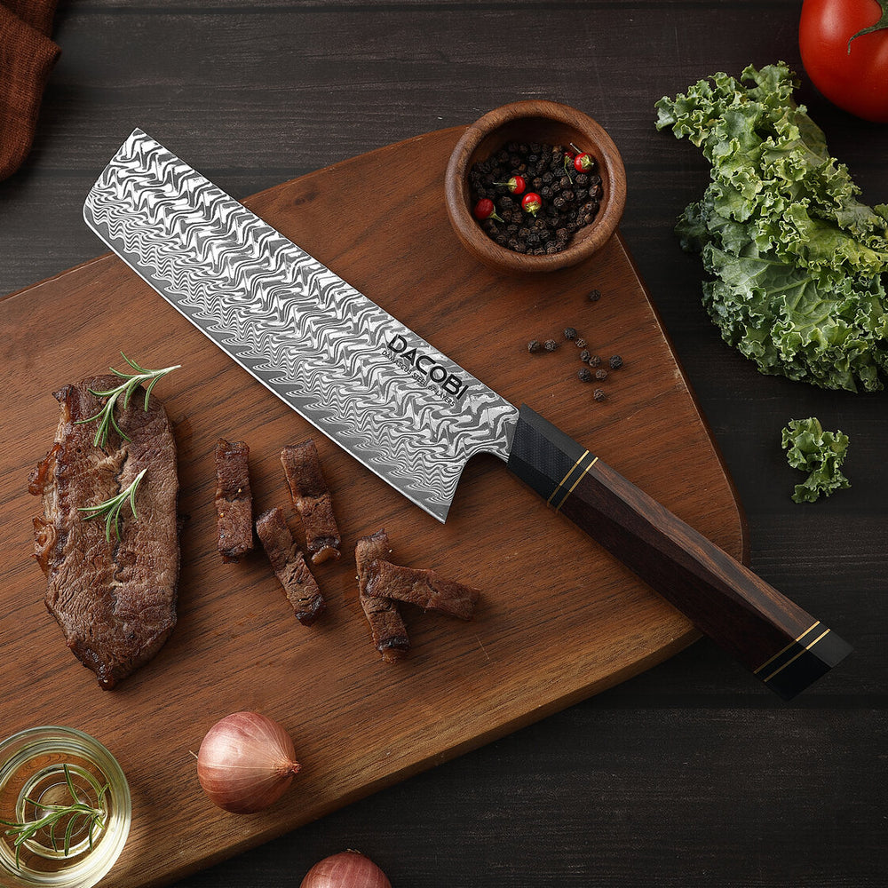 Nóż Nakiri C55, stali damasceńska, 18.5 cm - DACOBI.pl