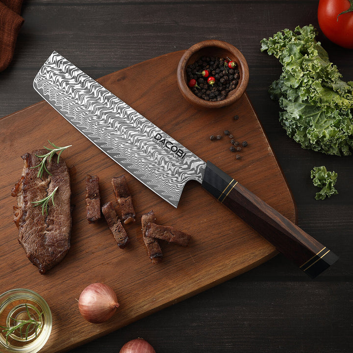 Nóż Nakiri C55, stali damasceńska, 18.5 cm - DACOBI.pl