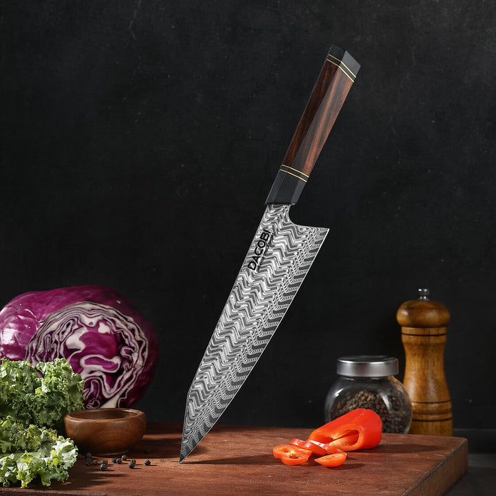 Nóż Kiritsuke C54, stali damasceńska, 21.5 cm - DACOBI.pl