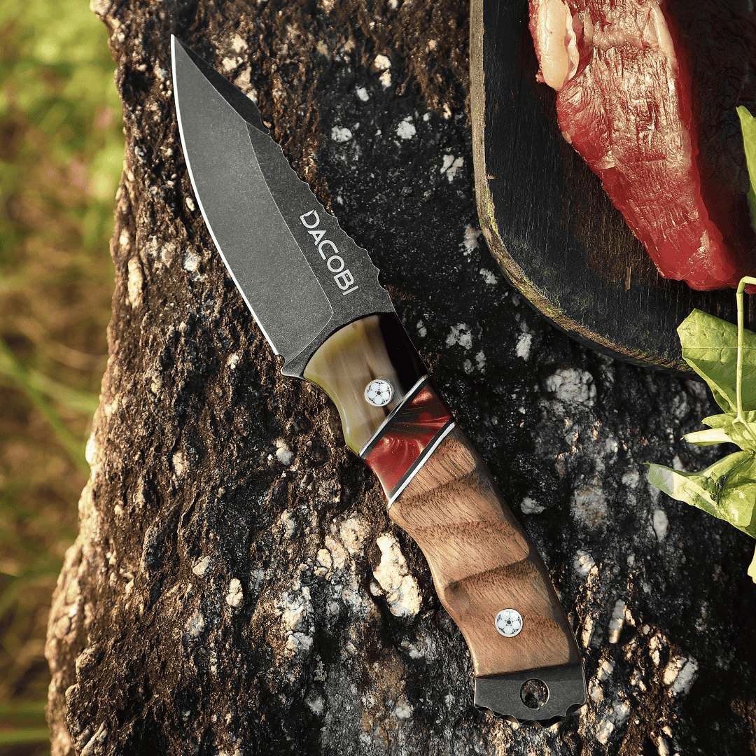 Nóż Grizzly, stal D2, Rękojeść z rogu byka + żywica