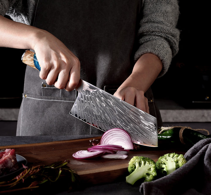 Profesjonalny Tasak C4, stal damasceńska, 19 cm - DACOBI.pl