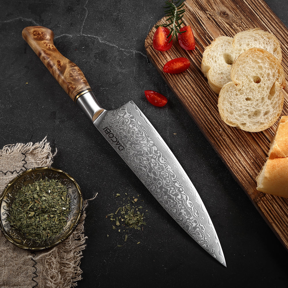 Nóż szefa kuchni C35, stal damasceńska, 21 cm - DACOBI.pl