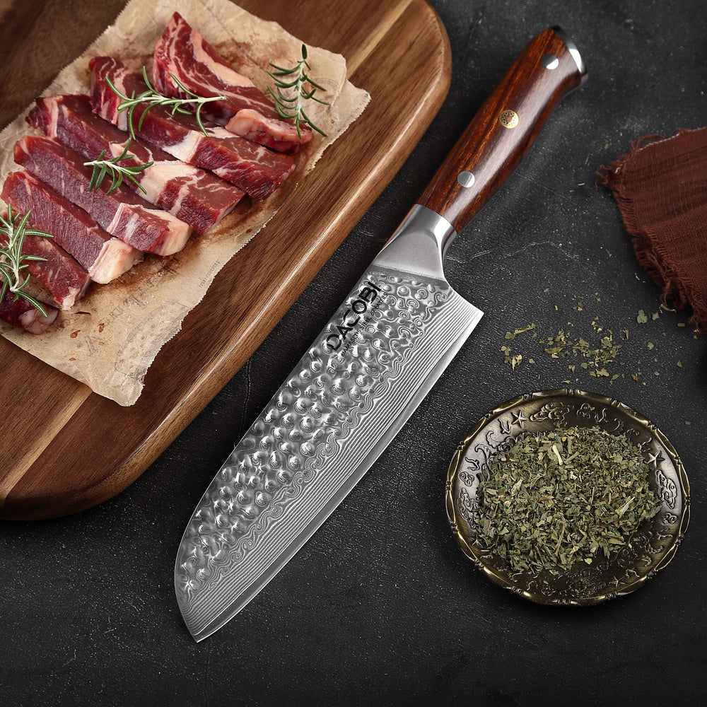 Nóż Santoku C39, stal damasceńska, 18 cm - DACOBI.pl