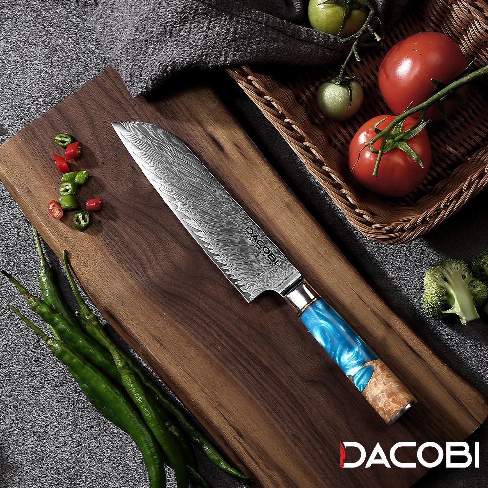 Nóż Santoku C3, stal damasceńska, 18 cm - DACOBI.pl