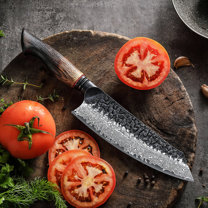 Nóż Santoku C62, stal damasceńska, 19 cm