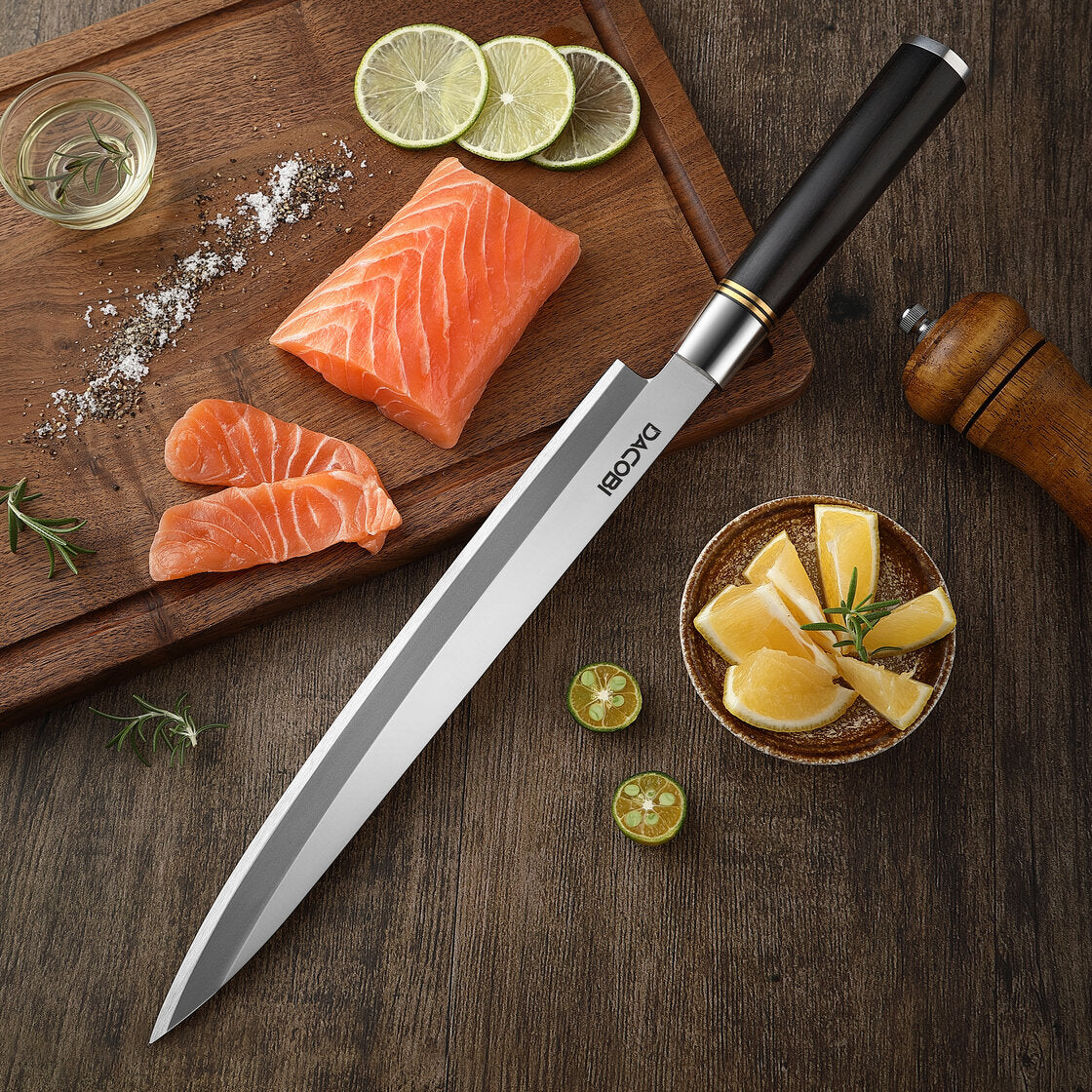 Nóż do sushi Yanagiba C53, drewno hebanowe, 27 cm - DACOBI.pl