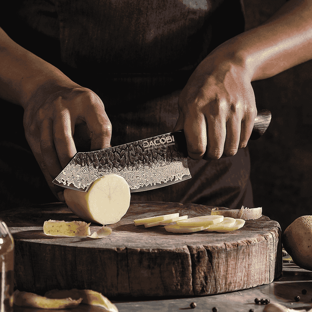 Nóż Santoku C62, stal damasceńska, 19 cm
