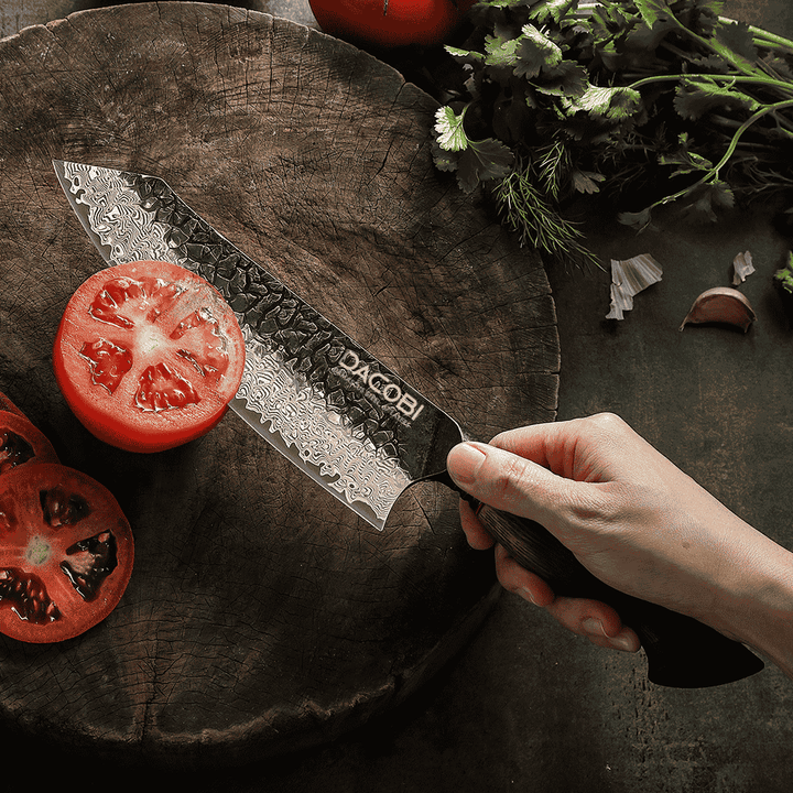 Nóż Santoku C62, stal damasceńska, 19 cm