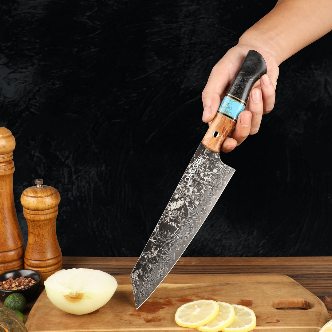 Nóż Kiritsuke C68, stali damasceńska, 20.5 cm