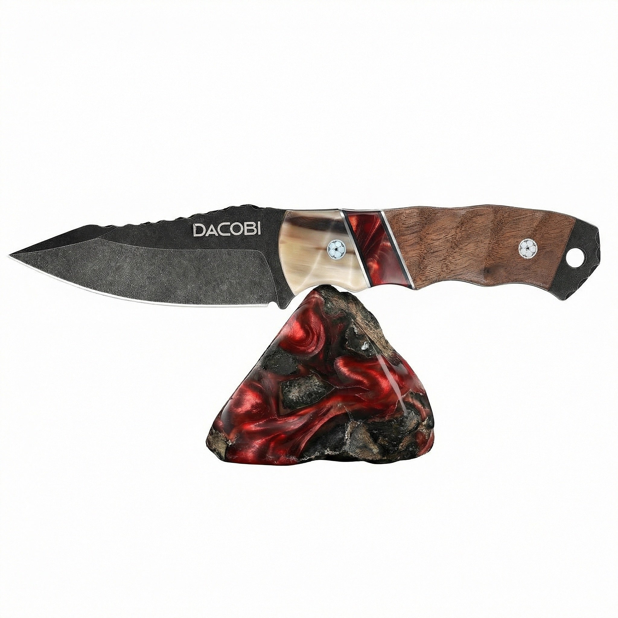 Nóż Grizzly, stal D2, Rękojeść z rogu byka + żywica