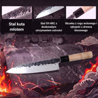 Infografika z cechami profesjonalnego noża Gyuto Tsuchime