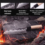 Infografika z cechami profesjonalnego noża Kiritsuke Tsuchime