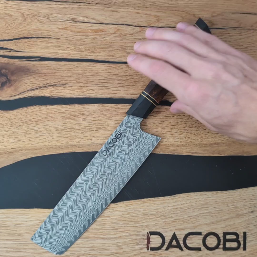 Nóż Nakiri C55, stali damasceńska, 18.5 cm