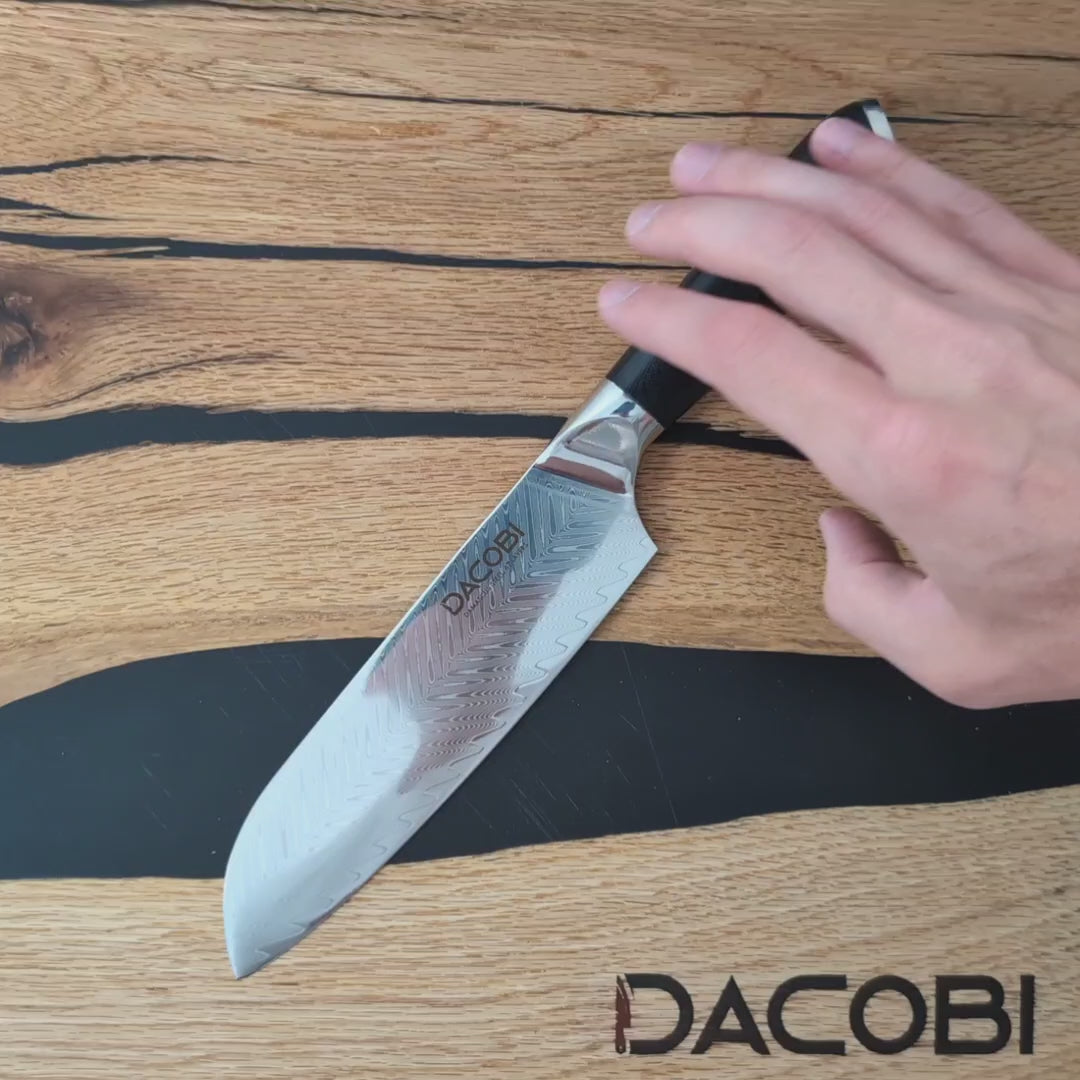 Nóż Santoku C26, stal damasceńska, 17 cm