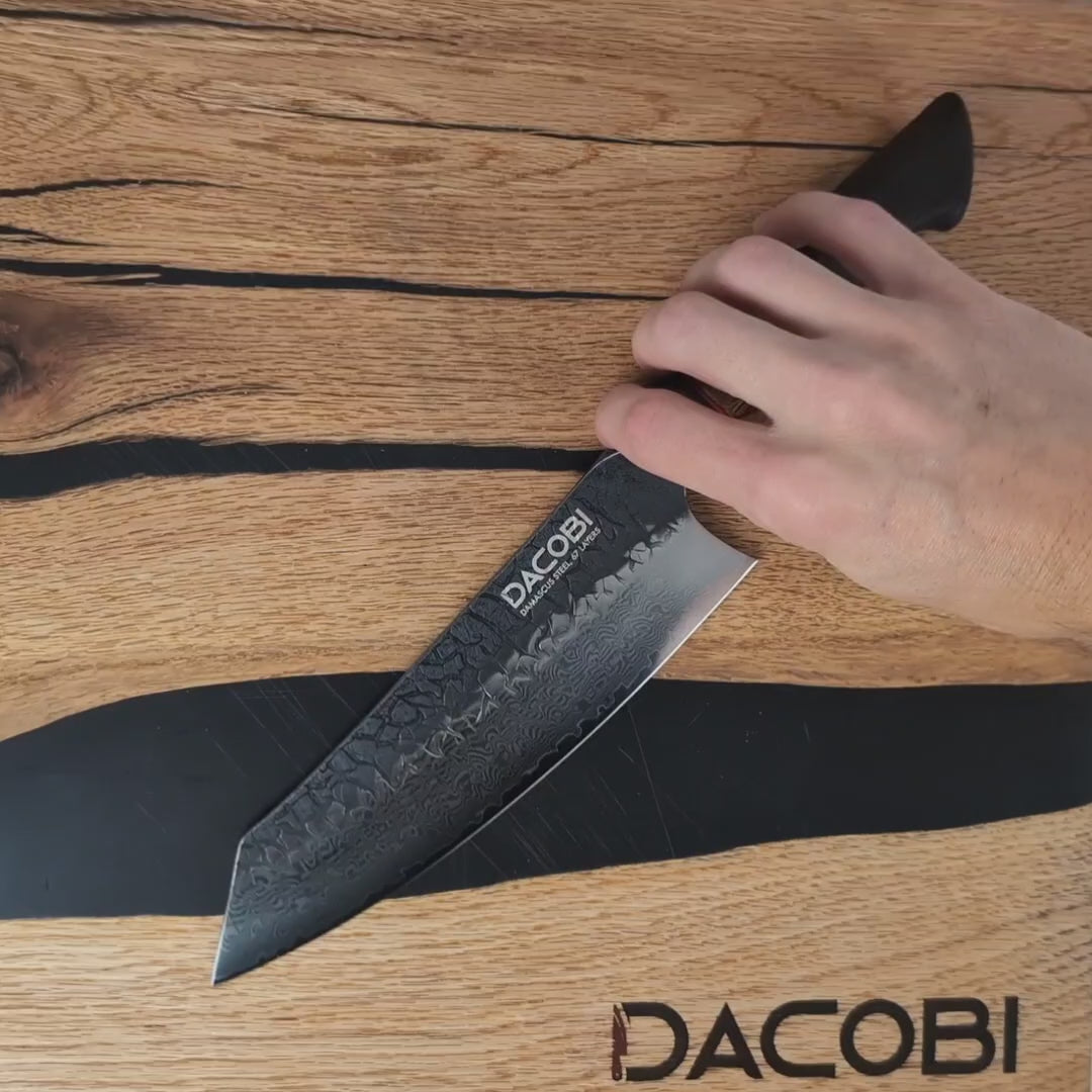 Nóż Santoku C62, stal damasceńska, 19 cm