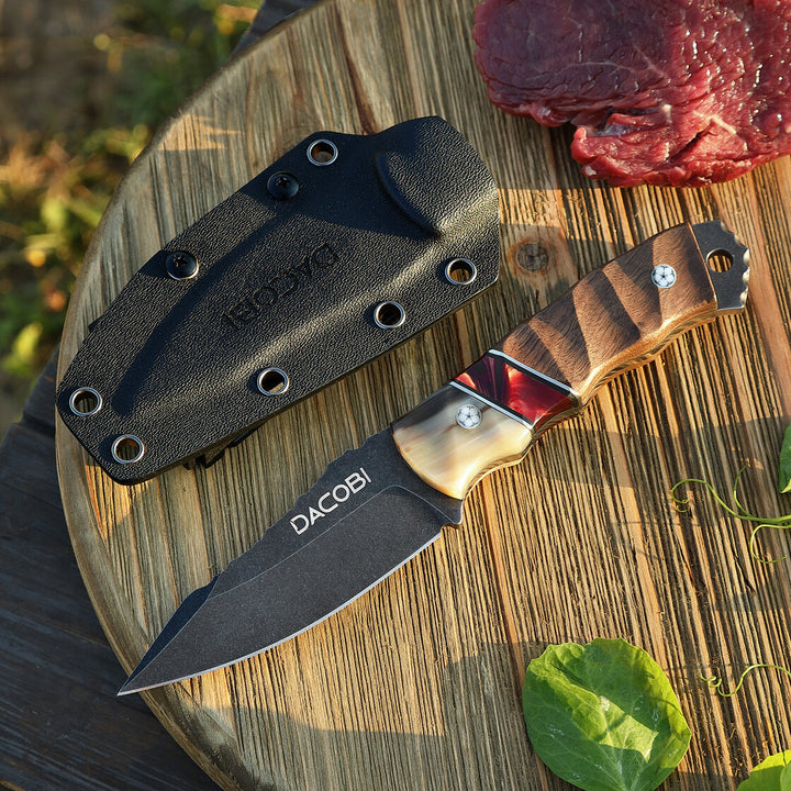 Nóż Grizzly, stal D2, Rękojeść z rogu byka + żywica