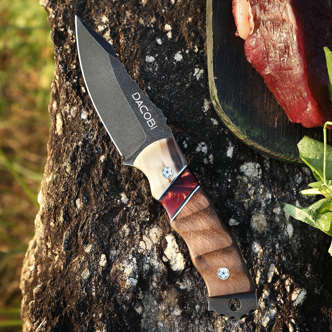 Nóż Grizzly, stal D2, Rękojeść z rogu byka + żywica