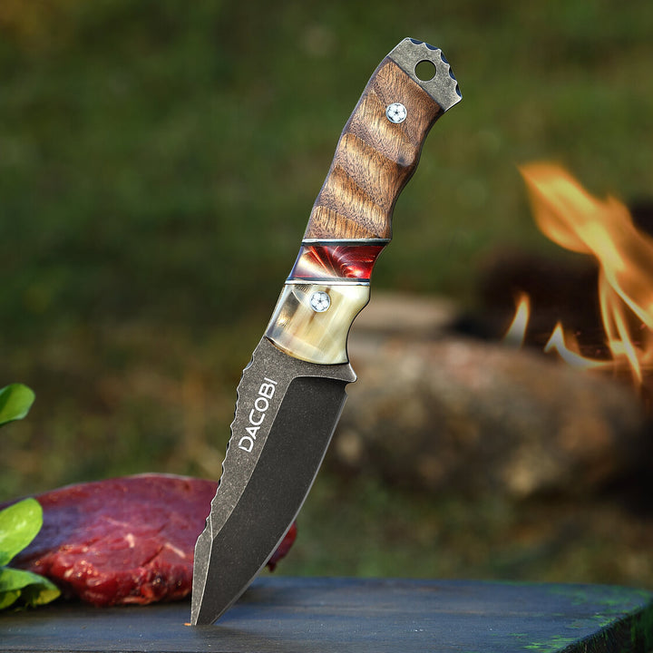 Nóż Grizzly, stal D2, Rękojeść z rogu byka + żywica