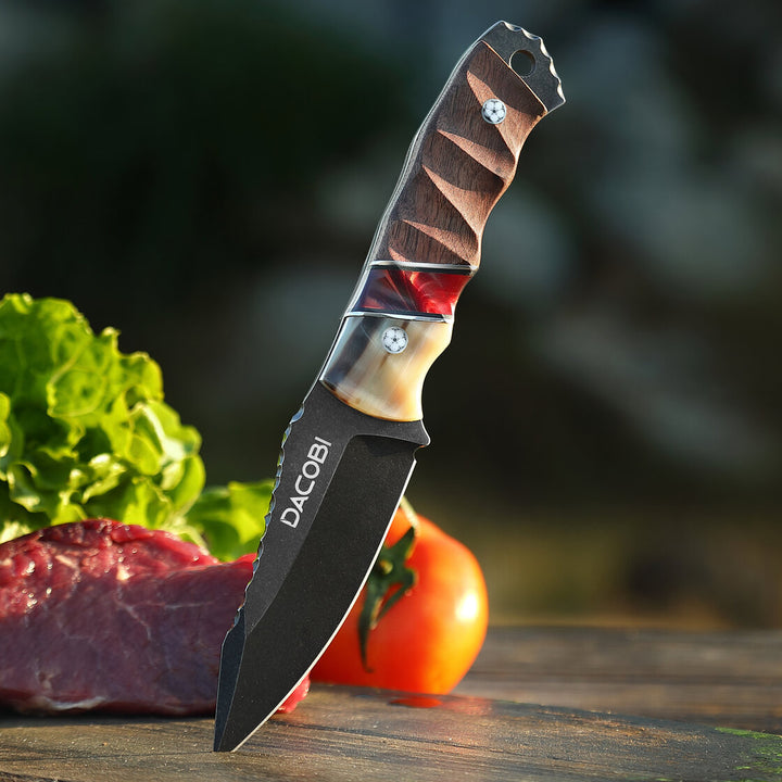 Nóż Grizzly, stal D2, Rękojeść z rogu byka + żywica