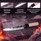 Infografika z cechami profesjonalnego noża uniwersalnego Tsuchime