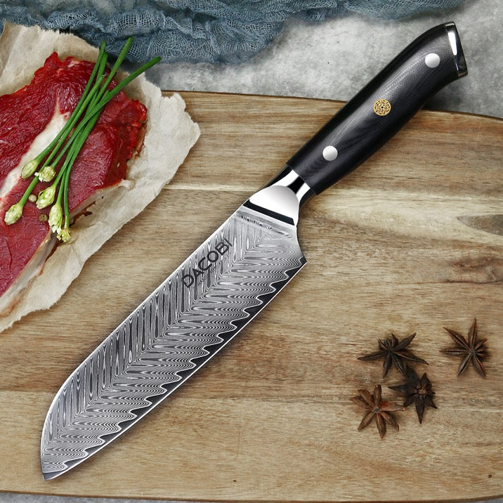 Nóż Santoku C26, stal damasceńska, 17 cm - DACOBI.pl