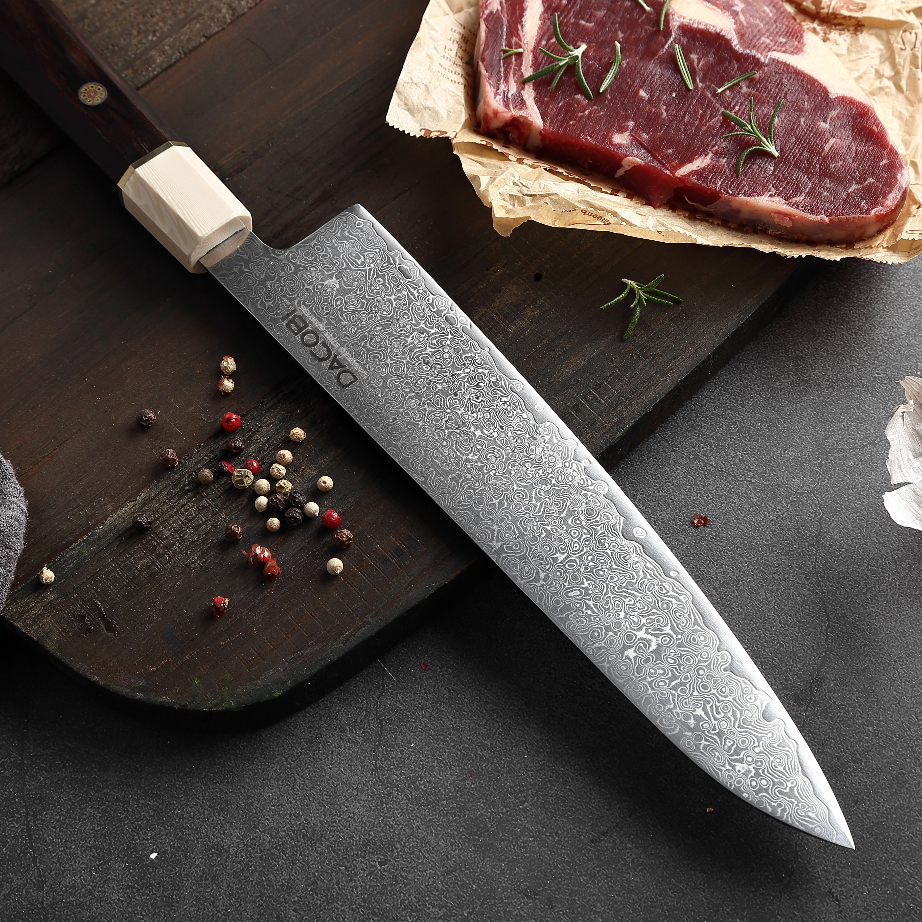 Nóż szefa kuchni C11, stal damasceńska, 22.9 cm - DACOBI.pl
