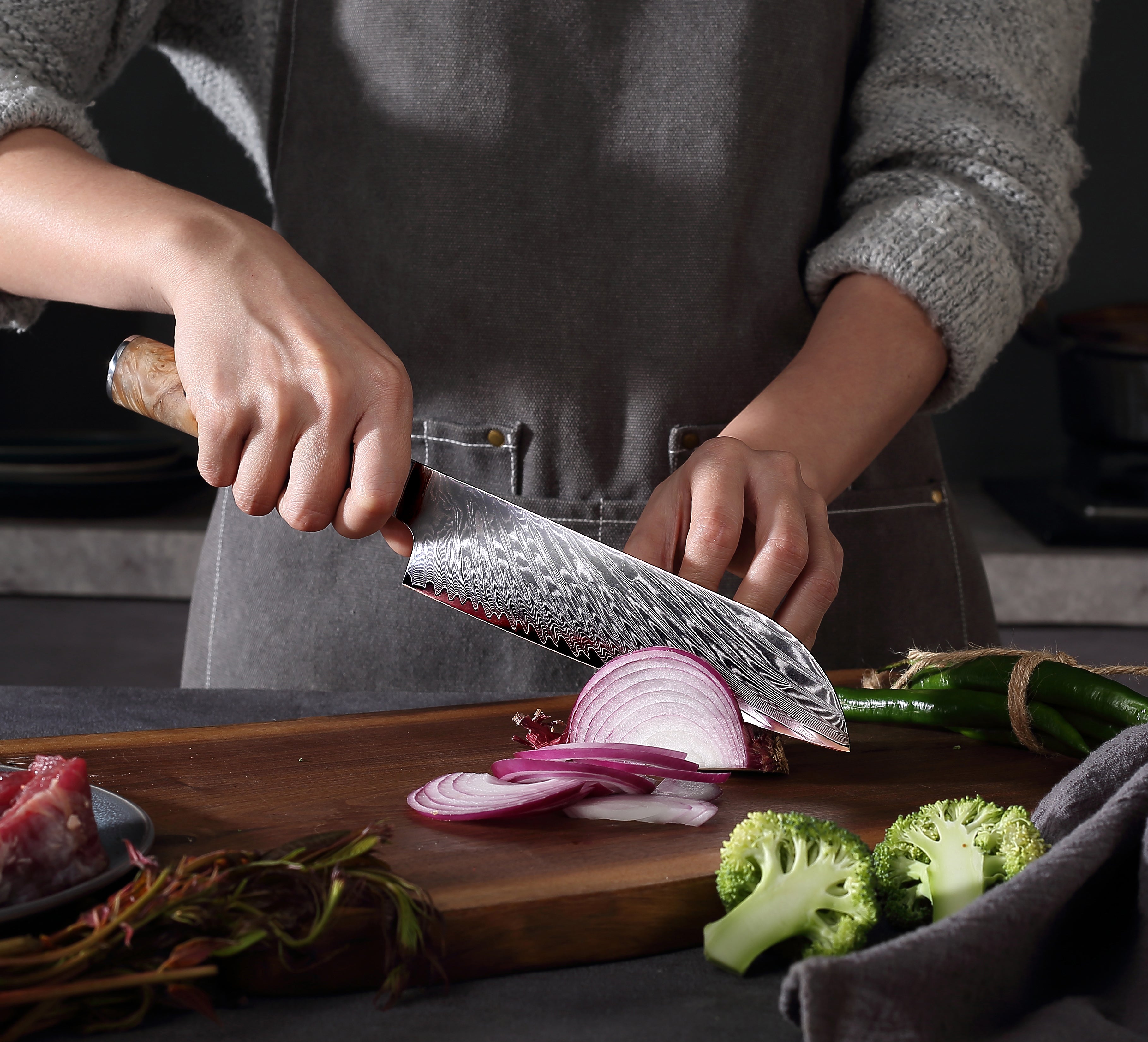 Nóż Santoku C3, stal damasceńska, 18 cm - DACOBI.pl