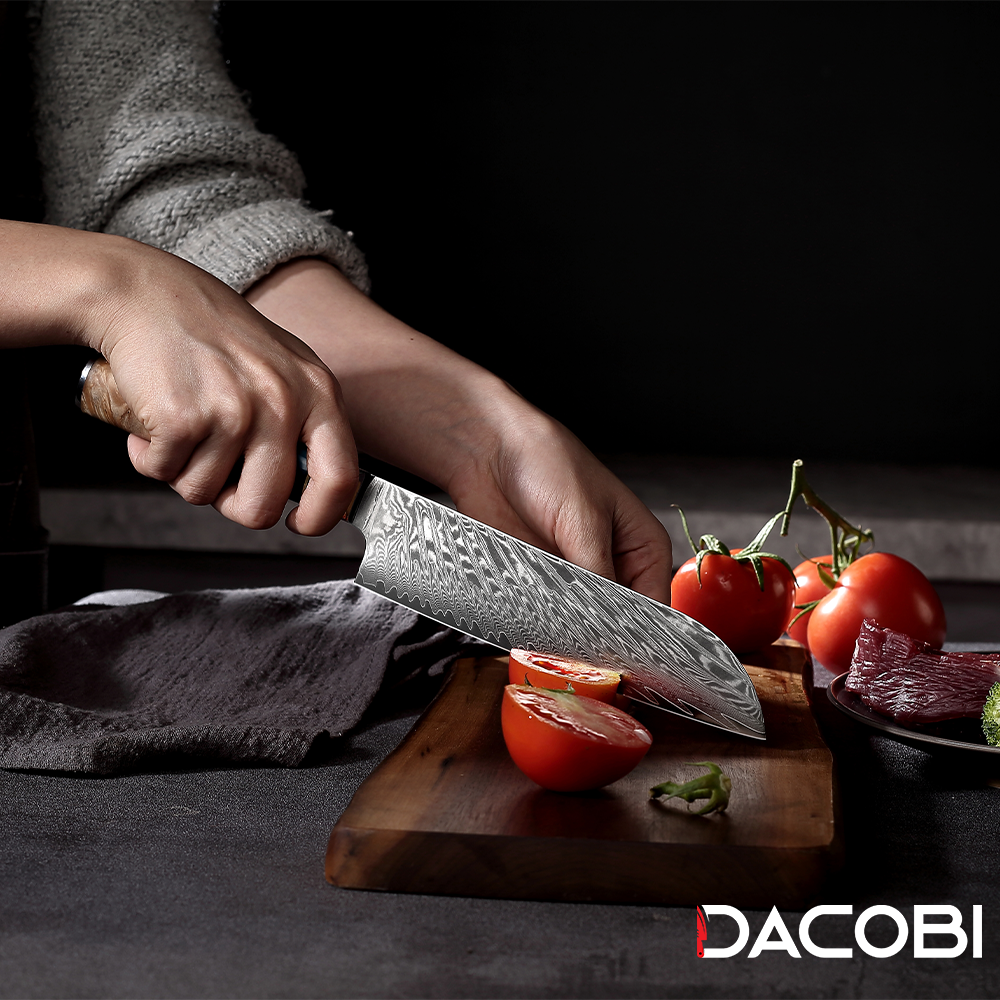 Nóż Santoku C3, stal damasceńska, 18 cm - DACOBI.pl